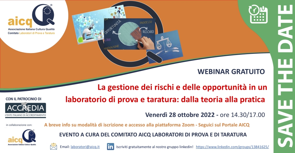 Save the date _evento Comitato Laboratori AICQ 28 10 22